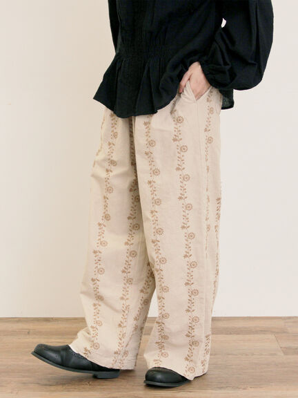 【M/Lサイズ】花刺繍パンツ(チャコールグレー/ベージュ/ブラウン)|Samansa Mos2(サマンサ モスモス)通販