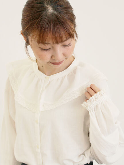 レース襟ブラウス(オフホワイト/チャコールグレー/ブラック/ピンク)|Samansa Mos2(サマンサ モスモス)通販