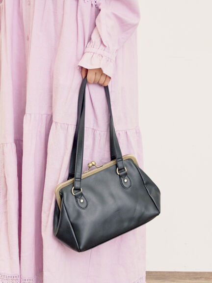 がま口ショルダーバッグ(ブラック/モカ)|Samansa Mos2(サマンサ モスモス)通販