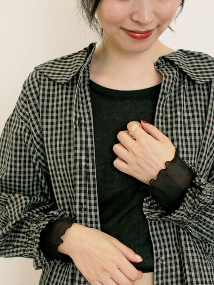 袖シアー切替メローカットソー(グレー/ブラック/モカ/グリーン)|Samansa Mos2(サマンサ モスモス)通販