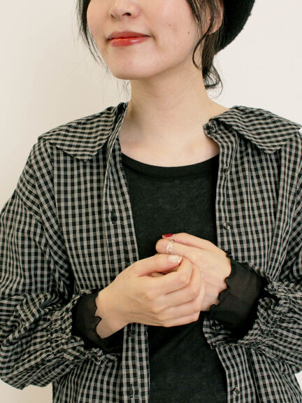 袖シアー切替メローカットソー(グレー/ブラック/モカ/グリーン)|Samansa Mos2(サマンサ モスモス)通販