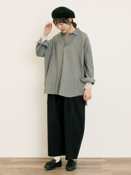 袖シアー切替メローカットソー(グレー/ブラック/モカ/グリーン)|Samansa Mos2(サマンサ モスモス)通販