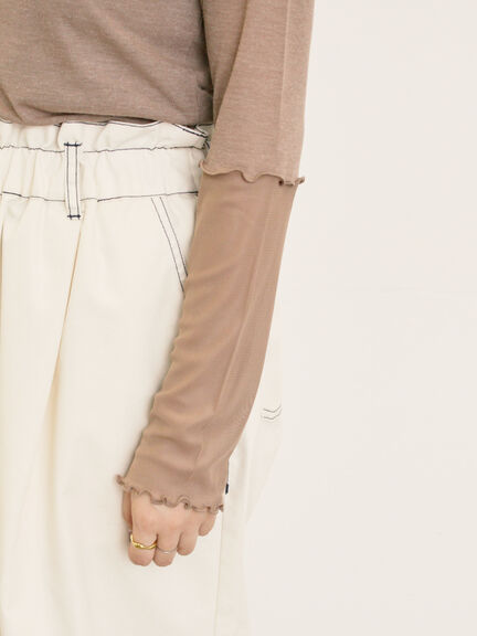 袖シアー切替メローカットソー(グレー/ブラック/モカ/グリーン)|Samansa Mos2(サマンサ モスモス)通販