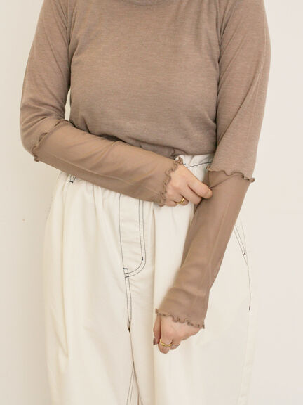 袖シアー切替メローカットソー(グレー/ブラック/モカ/グリーン)|Samansa Mos2(サマンサ モスモス)通販