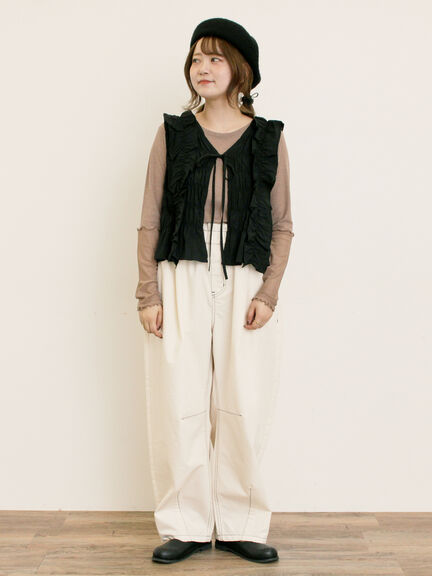 袖シアー切替メローカットソー(グレー/ブラック/モカ/グリーン)|Samansa Mos2(サマンサ モスモス)通販