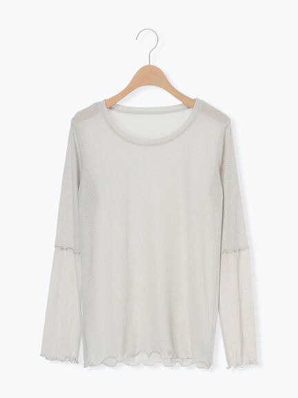 袖シアー切替メローカットソー(グレー/ブラック/モカ/グリーン)|Samansa Mos2(サマンサ モスモス)通販