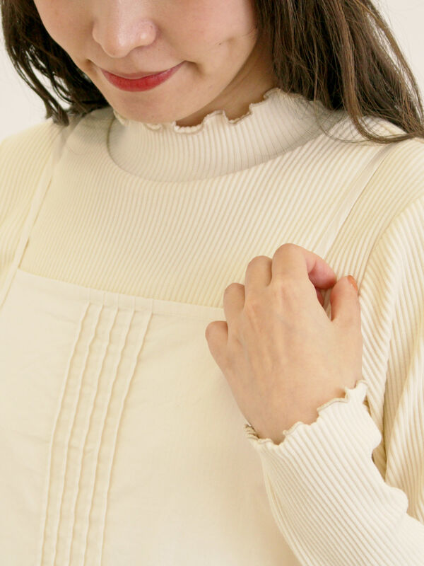 配色メローカットリブフリルスタンドネックインナー(キナリ)|Samansa Mos2(サマンサ モスモス)通販