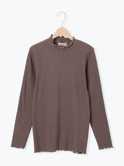 配色メローカットリブフリルスタンドネックインナー(チャコールグレー/ベージュ/モカ/キナリ)|Samansa Mos2(サマンサ モスモス)通販