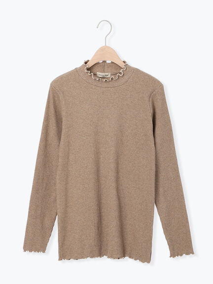 配色メローカットリブフリルスタンドネックインナー(チャコールグレー/ベージュ/モカ/キナリ)|Samansa Mos2(サマンサ モスモス)通販