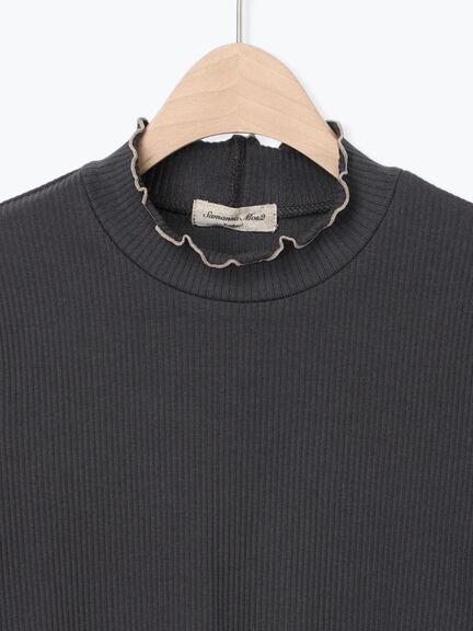 配色メローカットリブフリルスタンドネックインナー(チャコールグレー/ベージュ/モカ/キナリ)|Samansa Mos2(サマンサ モスモス)通販