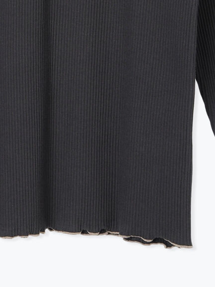 配色メローカットリブフリルスタンドネックインナー(チャコールグレー/ベージュ/モカ/キナリ)|Samansa Mos2(サマンサ モスモス)通販