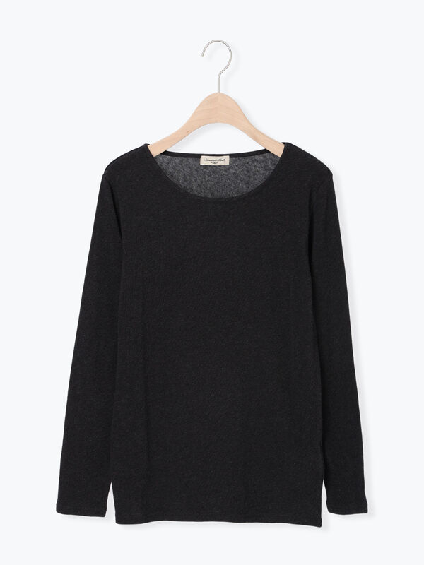 【吸湿発熱】ベア天無地クルーネックインナー(ブラック)|Samansa Mos2(サマンサ モスモス)通販