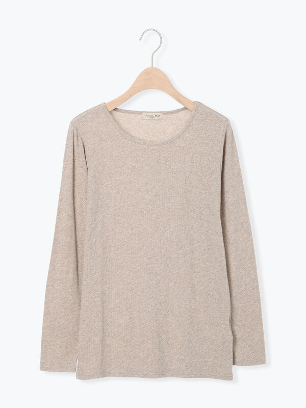 【吸湿発熱】ベア天無地クルーネックインナー(ベージュ)|Samansa Mos2(サマンサ モスモス)通販