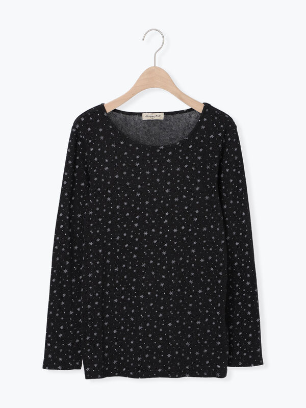 【吸湿発熱】ベア天雪柄クルーネックインナー(ブラック)|Samansa Mos2(サマンサ モスモス)通販