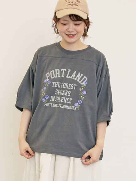 クロス刺繍ロゴプリントTシャツ(オフホワイト/チャコールグレー/ピンク/グリーン)|Samansa Mos2(サマンサ モスモス)通販