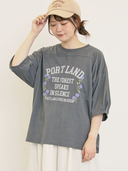 クロス刺繍ロゴプリントTシャツ(オフホワイト/チャコールグレー/ピンク/グリーン)|Samansa Mos2(サマンサ モスモス)通販