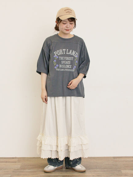 クロス刺繍ロゴプリントTシャツ(オフホワイト/チャコールグレー/ピンク/グリーン)|Samansa Mos2(サマンサ モスモス)通販