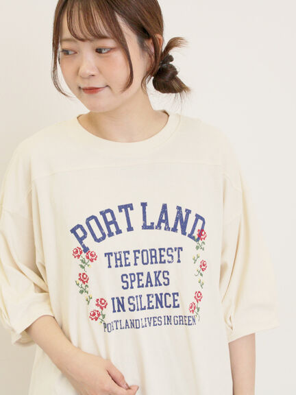 クロス刺繍ロゴプリントTシャツ(オフホワイト/チャコールグレー/ピンク/グリーン)|Samansa Mos2(サマンサ モスモス)通販