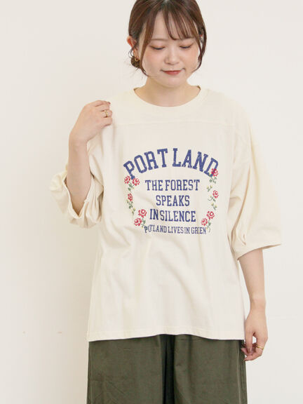クロス刺繍ロゴプリントTシャツ(オフホワイト/チャコールグレー/ピンク/グリーン)|Samansa Mos2(サマンサ モスモス)通販