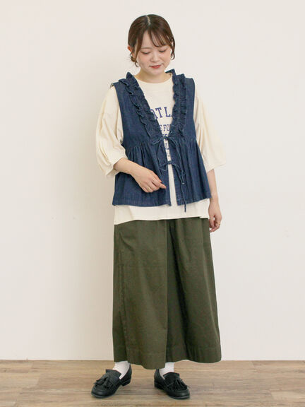 クロス刺繍ロゴプリントTシャツ(オフホワイト/チャコールグレー/ピンク/グリーン)|Samansa Mos2(サマンサ モスモス)通販