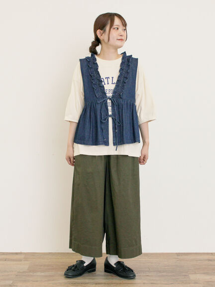 クロス刺繍ロゴプリントTシャツ(オフホワイト/チャコールグレー/ピンク/グリーン)|Samansa Mos2(サマンサ モスモス)通販