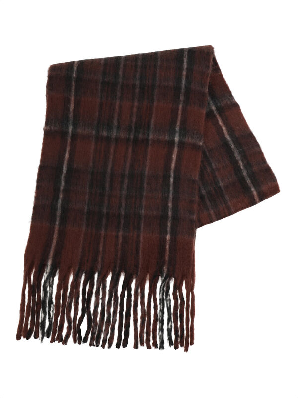 【帯電防止/ウォッシャブル】太フリンジチェックマフラー(ダークブラウン)|Samansa Mos2(サマンサ モスモス)通販