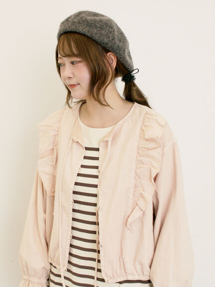 リボンフリルジャケット(ブラック/ピンク/ベージュ)|Samansa Mos2(サマンサ モスモス)通販