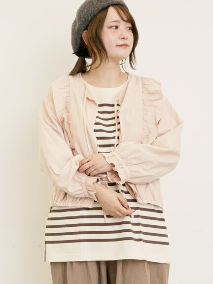 リボンフリルジャケット(ブラック/ピンク/ベージュ)|Samansa Mos2(サマンサ モスモス)通販