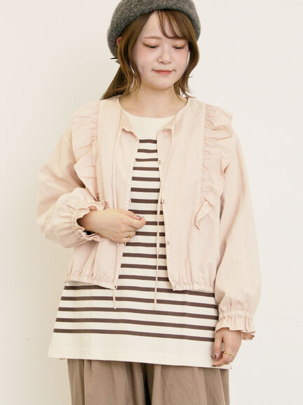 リボンフリルジャケット(ブラック/ピンク/ベージュ)|Samansa Mos2(サマンサ モスモス)通販