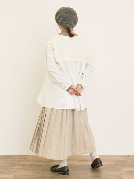 花柄ニット+布帛切替チュニック(ブラック/オレンジ/モカ/カーキ/キナリ)|Samansa Mos2(サマンサ モスモス)通販