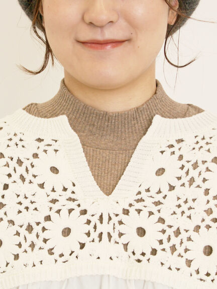 花柄ニット+布帛切替チュニック(ブラック/オレンジ/モカ/カーキ/キナリ)|Samansa Mos2(サマンサ モスモス)通販