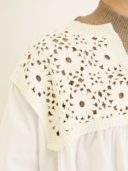 花柄ニット+布帛切替チュニック(ブラック/オレンジ/モカ/カーキ/キナリ)|Samansa Mos2(サマンサ モスモス)通販