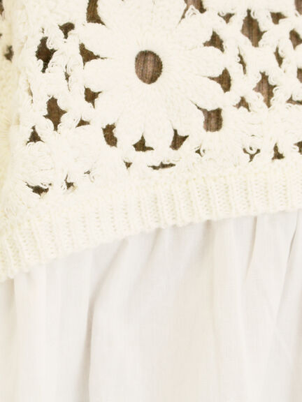 花柄ニット+布帛切替チュニック(ブラック/オレンジ/モカ/カーキ/キナリ)|Samansa Mos2(サマンサ モスモス)通販