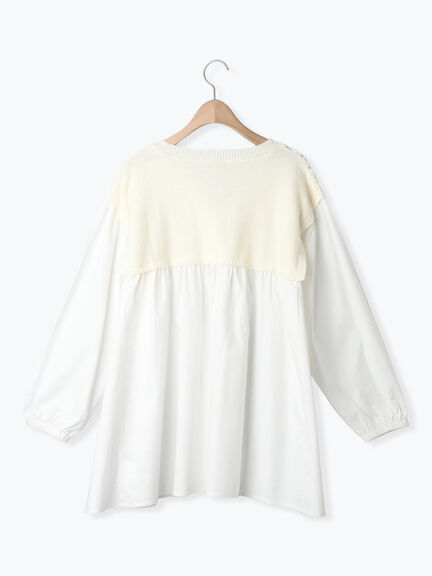 花柄ニット+布帛切替チュニック(ブラック/オレンジ/モカ/カーキ/キナリ)|Samansa Mos2(サマンサ モスモス)通販