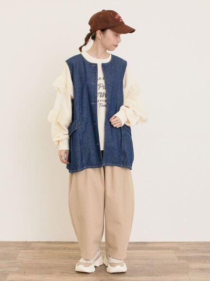 【M/Lサイズ】ボックスタックパンツ(ブラック/ベージュ/グリーン)|Samansa Mos2(サマンサ モスモス)通販