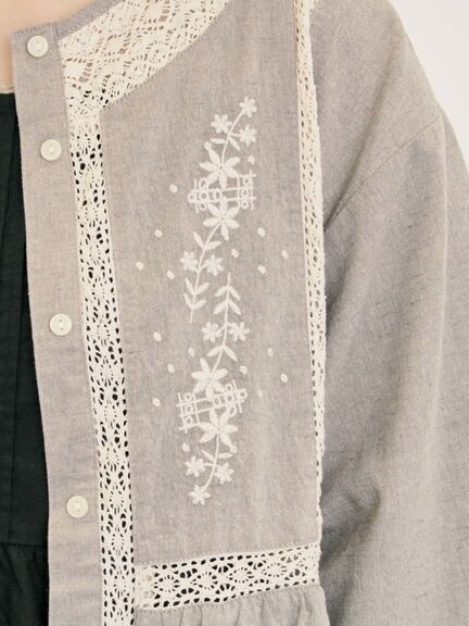 花刺繍切替えブラウス(グレー/チャコールグレー/マスタード/キナリ)|Samansa Mos2(サマンサ モスモス)通販
