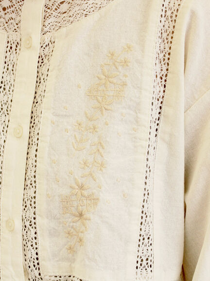 花刺繍切替えブラウス(グレー/チャコールグレー/マスタード/キナリ)|Samansa Mos2(サマンサ モスモス)通販