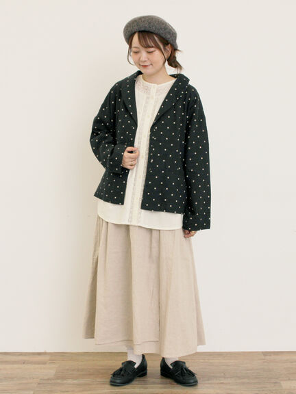 花刺繍切替えブラウス(グレー/チャコールグレー/マスタード/キナリ)|Samansa Mos2(サマンサ モスモス)通販