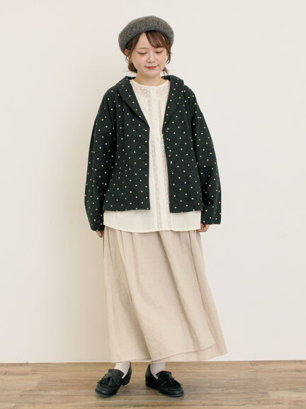 花刺繍切替えブラウス(グレー/チャコールグレー/マスタード/キナリ)|Samansa Mos2(サマンサ モスモス)通販