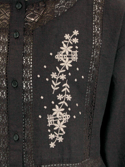 花刺繍切替えブラウス(グレー/チャコールグレー/マスタード/キナリ)|Samansa Mos2(サマンサ モスモス)通販