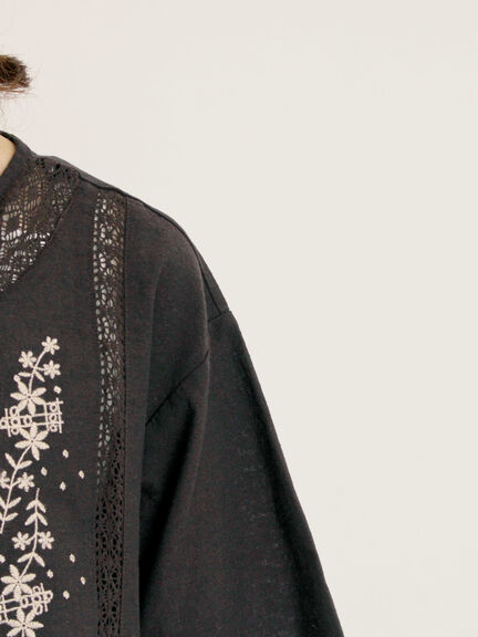 花刺繍切替えブラウス(グレー/チャコールグレー/マスタード/キナリ)|Samansa Mos2(サマンサ モスモス)通販