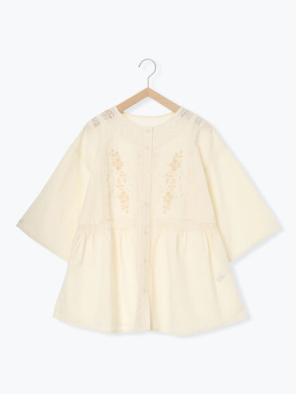 花刺繍切替えブラウス(グレー/チャコールグレー/マスタード/キナリ)|Samansa Mos2(サマンサ モスモス)通販