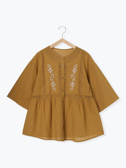 花刺繍切替えブラウス(グレー/チャコールグレー/マスタード/キナリ)|Samansa Mos2(サマンサ モスモス)通販