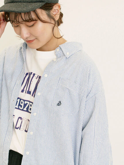 ワンポイントロゴ刺繍シャツ(オフホワイト/ピンク/ブラウン/ブルー)|Samansa Mos2(サマンサ モスモス)通販