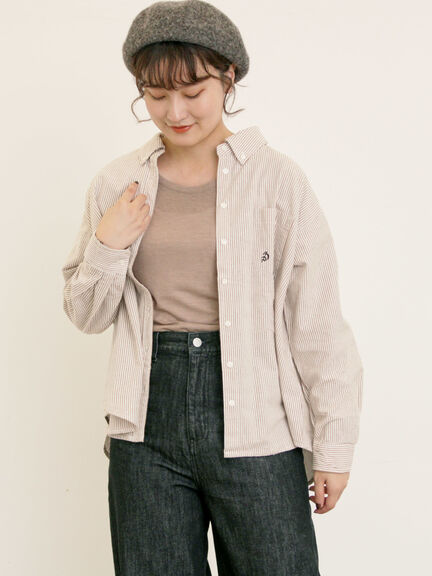 ワンポイントロゴ刺繍シャツ(オフホワイト/ピンク/ブラウン/ブルー)|Samansa Mos2(サマンサ モスモス)通販