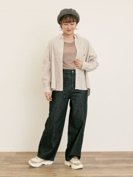 ワンポイントロゴ刺繍シャツ(オフホワイト/ピンク/ブラウン/ブルー)|Samansa Mos2(サマンサ モスモス)通販