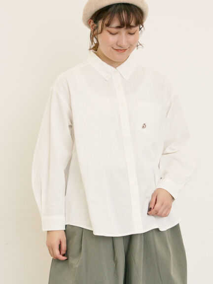 ワンポイントロゴ刺繍シャツ(オフホワイト/ピンク/ブラウン/ブルー)|Samansa Mos2(サマンサ モスモス)通販