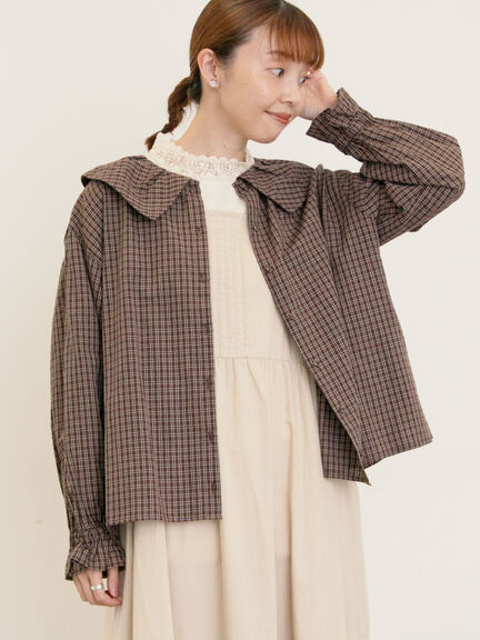 ビッグ襟羽織ブラウス(ブラック/ブラウン/キナリ)|Samansa Mos2(サマンサ モスモス)通販