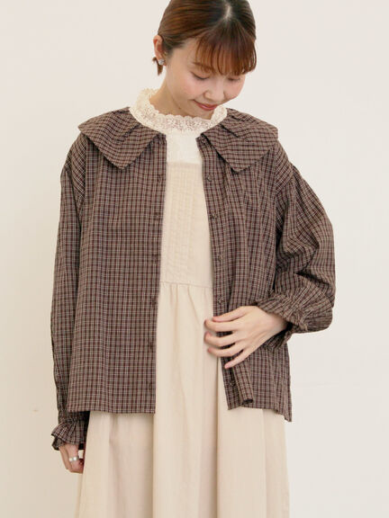 ビッグ襟羽織ブラウス(ブラック/ブラウン/キナリ)|Samansa Mos2(サマンサ モスモス)通販