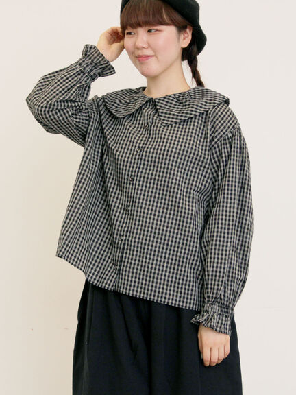 ビッグ襟羽織ブラウス(ブラック/ブラウン/キナリ)|Samansa Mos2(サマンサ モスモス)通販